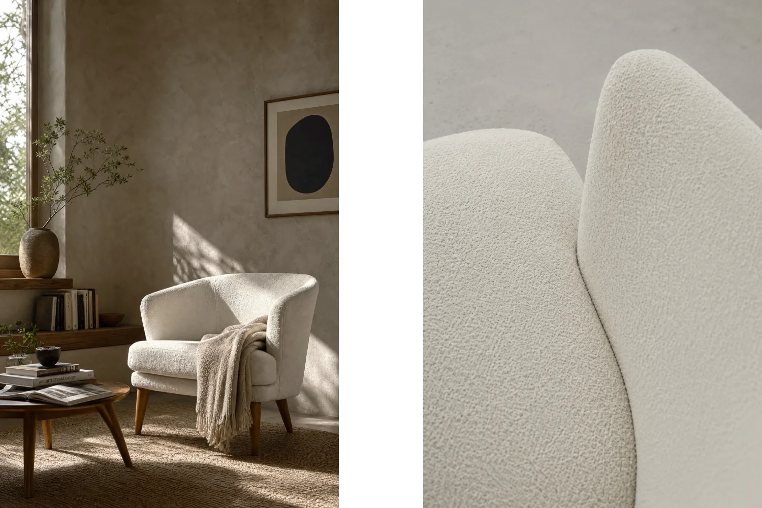 Low modernist armchair with rounded backrest, Scandinavia, 1960s