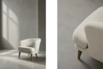 Low modernist armchair with rounded backrest, Scandinavia, 1960s