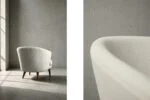 Low modernist armchair with rounded backrest, Scandinavia, 1960s
