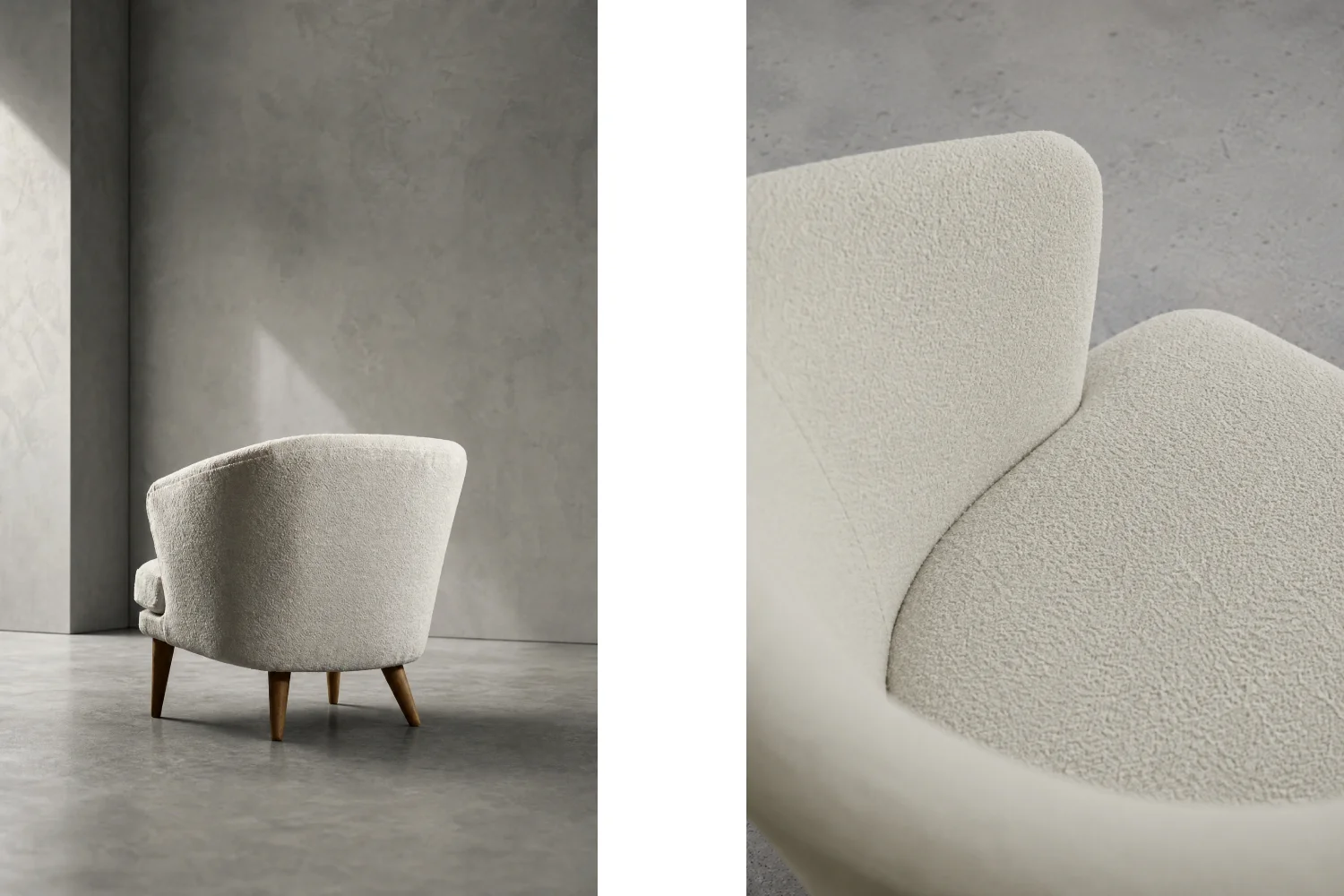 Low modernist armchair with rounded backrest, Scandinavia, 1960s