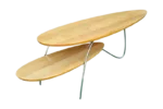 Long vintage wooden and steel coffee table, 1980s