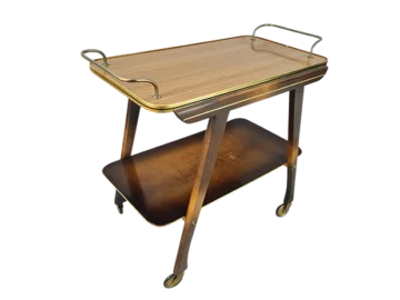 Vintage bar cart, wood and brass, 1960s