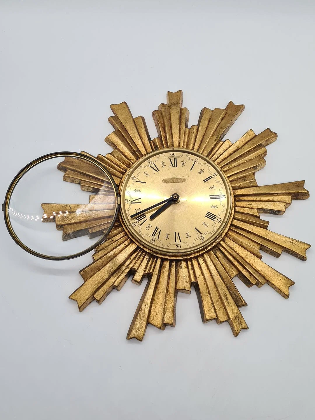 Sunburst wall clock, by Electrica, Germany, 1960s