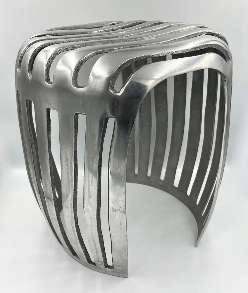 Aluminiowy stołek vintage, Dania, lata 60