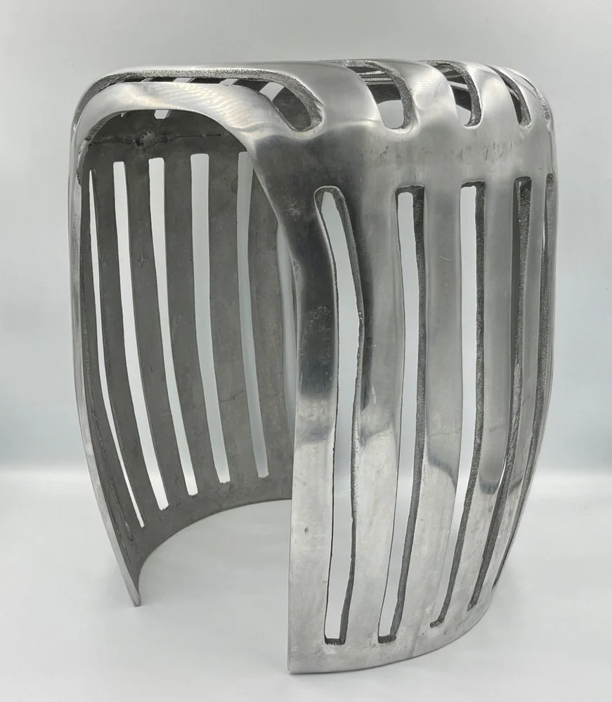 Aluminiowy stołek vintage, Dania, lata 60
