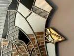 Large artistic stained-glass mirror “Woman's Face”, 1970s