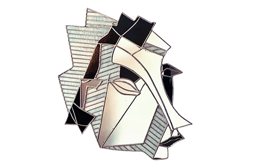 Large artistic stained-glass mirror “Woman's Face”, 1970s