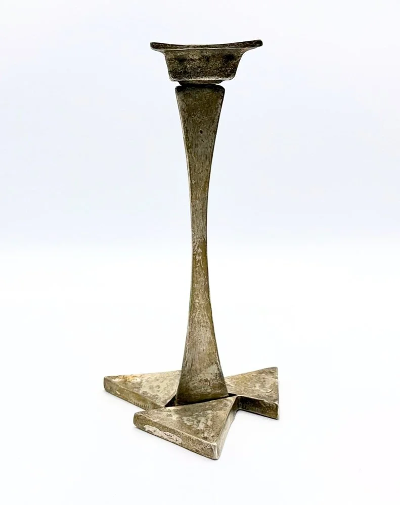 Brutalist silver-plated candlestick, 1970s