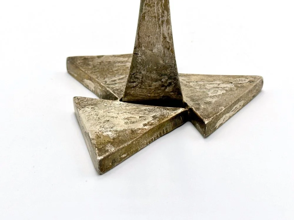 Brutalist silver-plated candlestick, 1970s