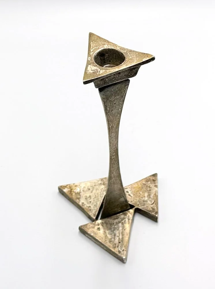Brutalist silver-plated candlestick, 1970s