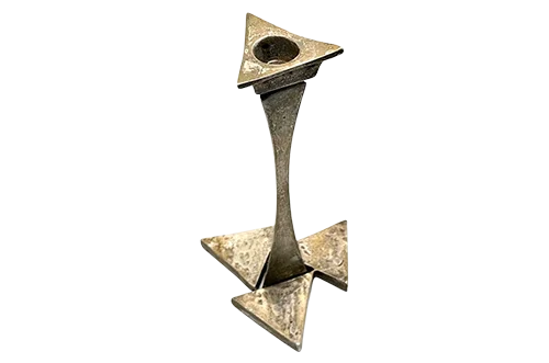 Brutalist silver-plated candlestick, 1970s