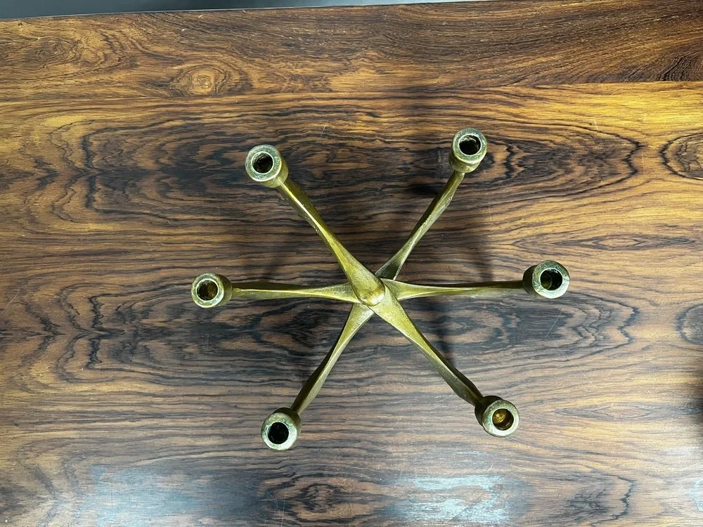 Brutalist Bronze Candelabrum Designed by Michael Harjes, 1960s