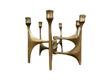 Brutalist Bronze Candelabrum Designed by Michael Harjes, 1960s