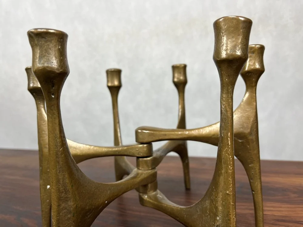 Brutalist Bronze Candelabrum Designed by Michael Harjes, 1960s