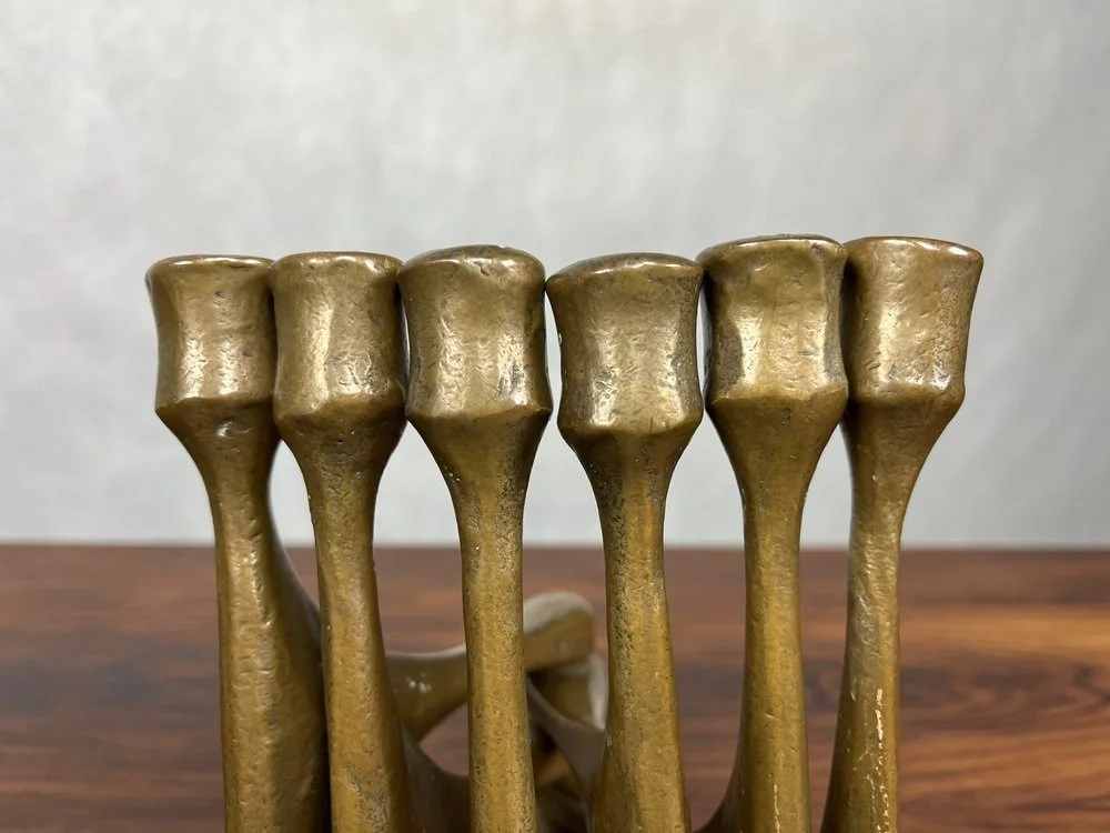 Brutalist Bronze Candelabrum Designed by Michael Harjes, 1960s