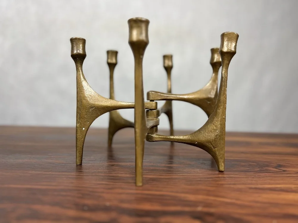 Brutalist Bronze Candelabrum Designed by Michael Harjes, 1960s
