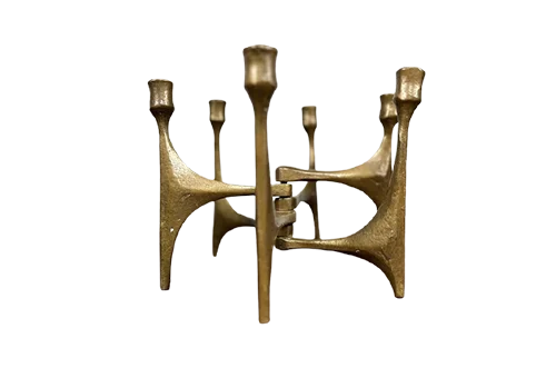 Brutalist Bronze Candelabrum Designed by Michael Harjes, 1960s