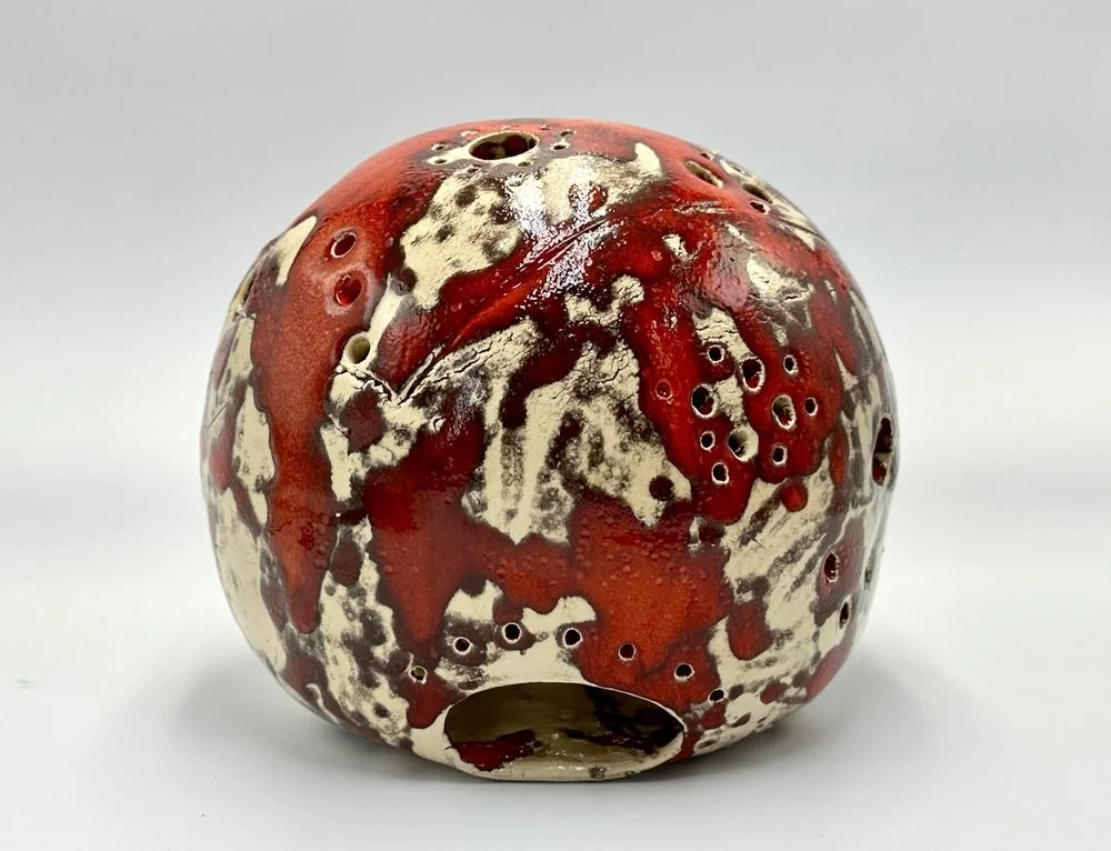 Decorative Fat Lava ceramic candle holder, Germany, 1970s