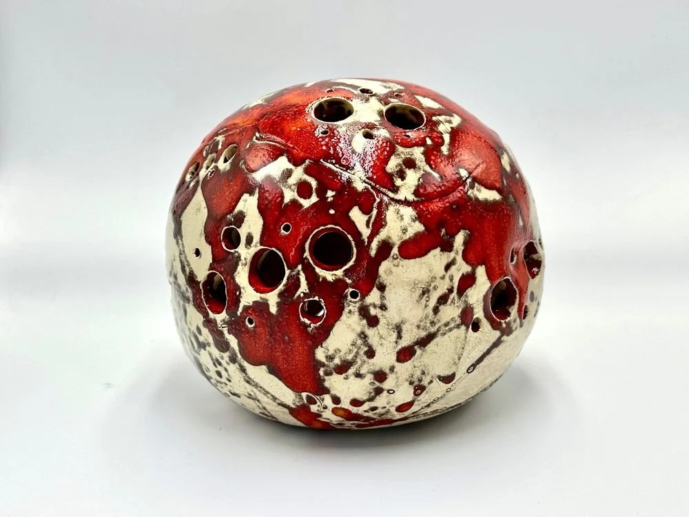 Decorative Fat Lava ceramic candle holder, Germany, 1970s