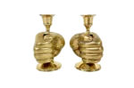 Brass hand-shaped candlesticks, 1980s