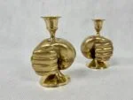 Brass hand-shaped candlesticks, 1980s