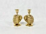 Brass hand-shaped candlesticks, 1980s