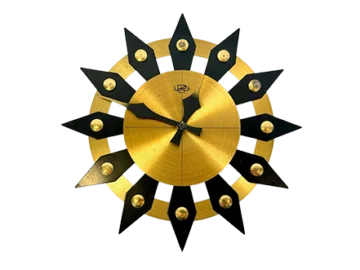 Vintage brass wall clock, UPG Halle, Germany, 1970s