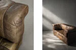 Two-seater Brutalist leather sofa bed, Germany, 1970s
