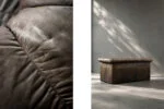 Two-seater Brutalist leather sofa bed, Germany, 1970s