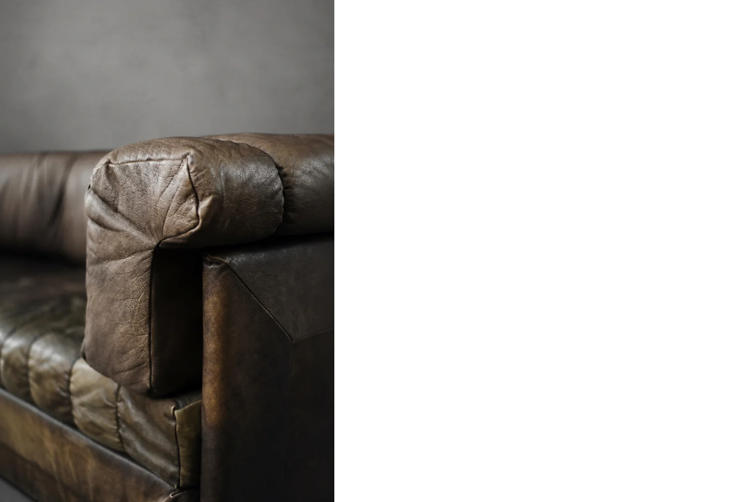 Two-seater Brutalist leather sofa bed, Germany, 1970s
