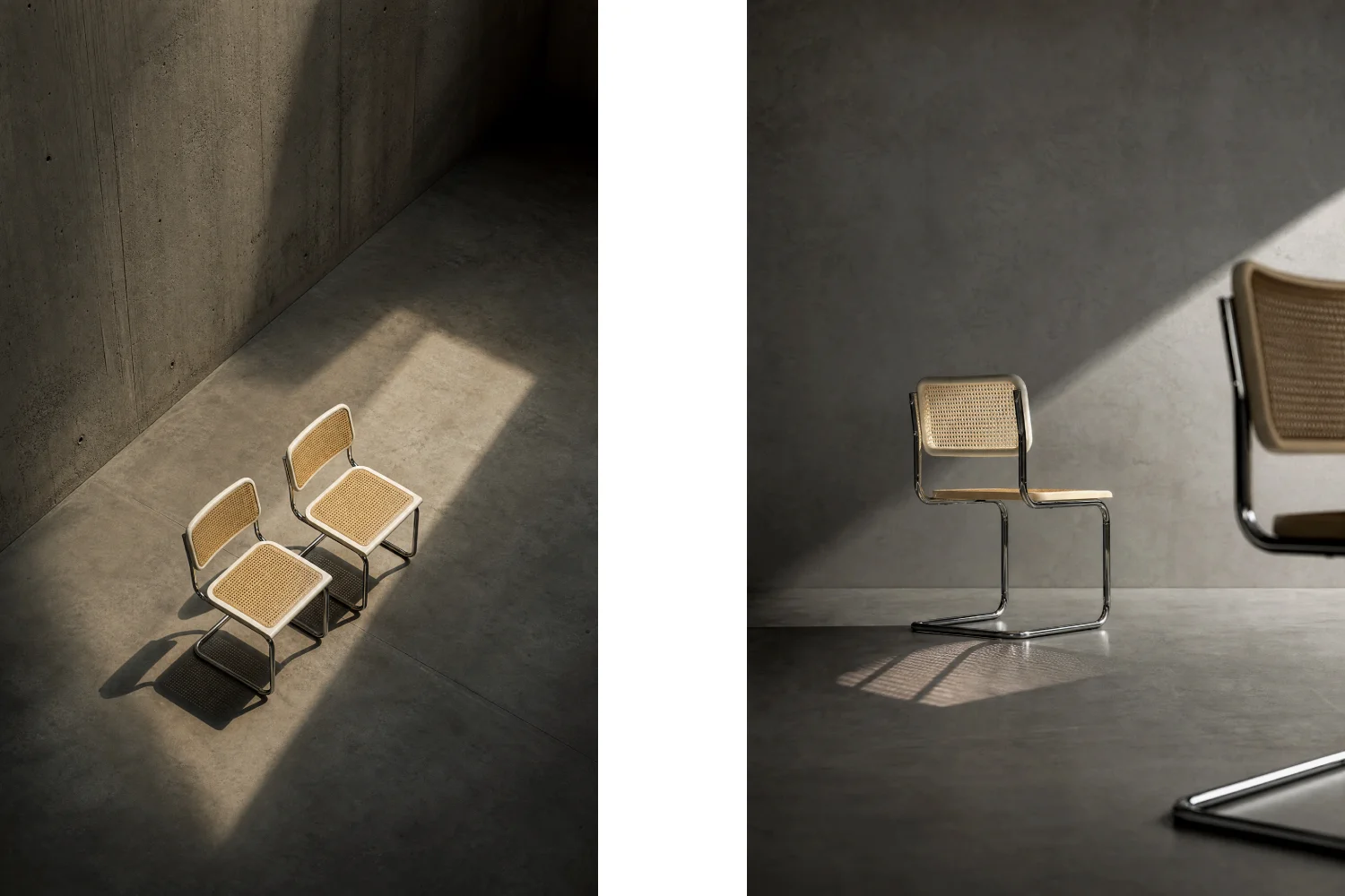 Pair of White French Cane Chairs, Italy