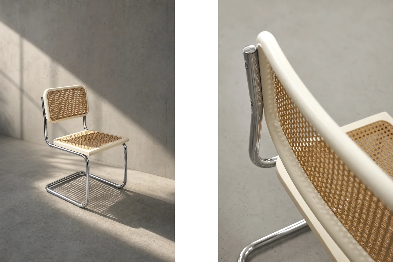 Pair of White French Cane Chairs, Italy