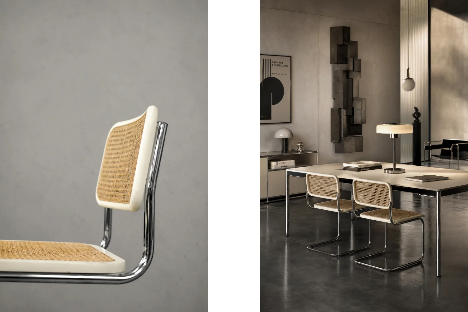 Pair of White French Cane Chairs, Italy