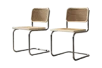 Pair of White French Cane Chairs, Italy