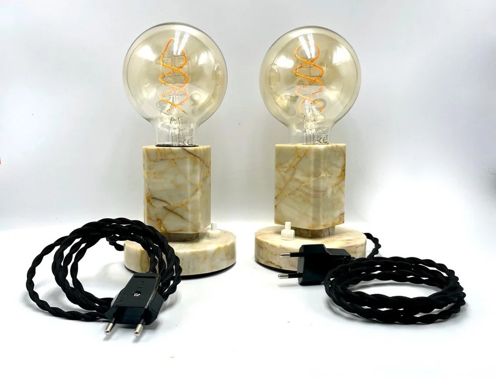Pair of marble table lamps, Kámen Praha, 1930s
