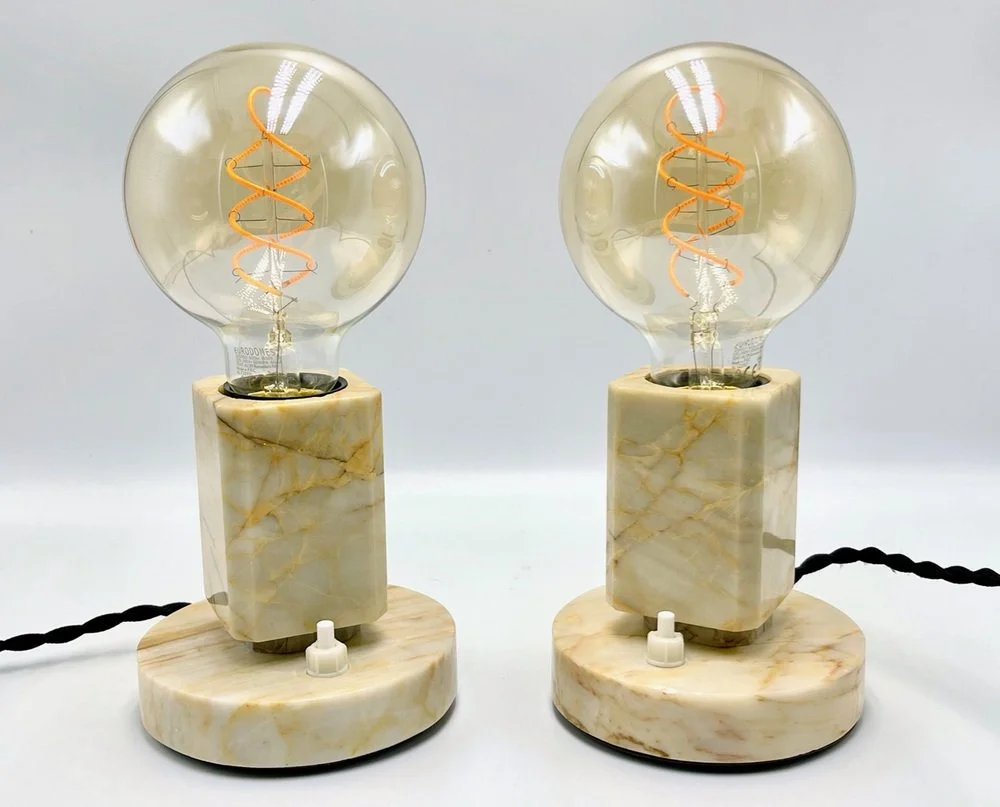 Pair of marble table lamps, Kámen Praha, 1930s