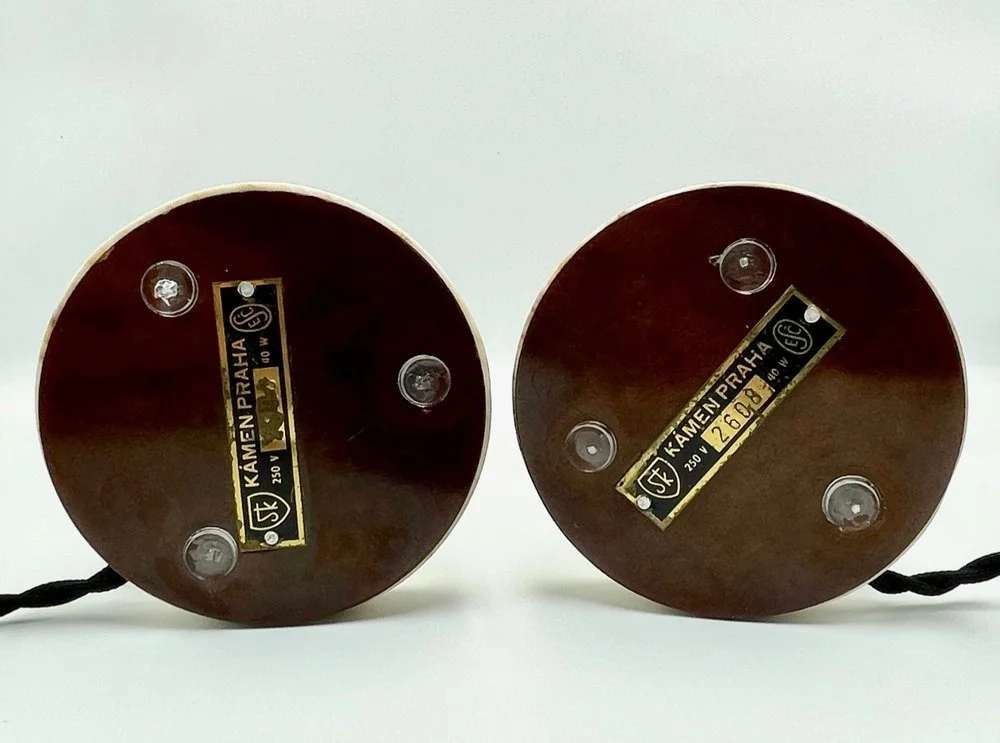 Pair of marble table lamps, Kámen Praha, 1930s