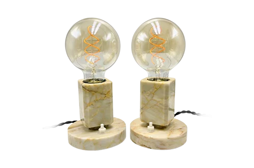 Pair of marble table lamps, Kámen Praha, 1930s
