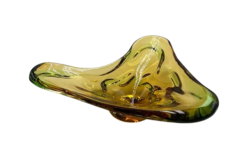 Platter, art glass, designed by Frantisek Zemek, Sklárna Mstišov, Czechoslovakia, 1960s
