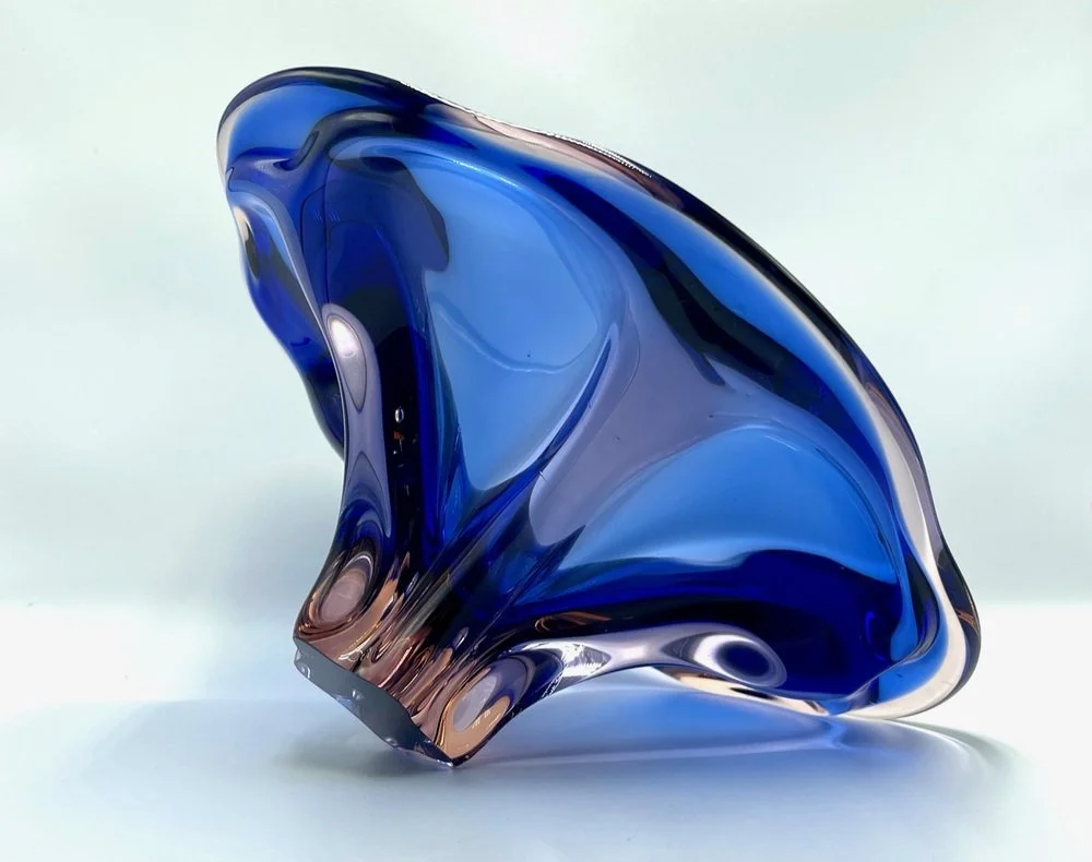 Coloured glass platter, designed by Josef Hospodka, Chribska Sklarna, 1960s