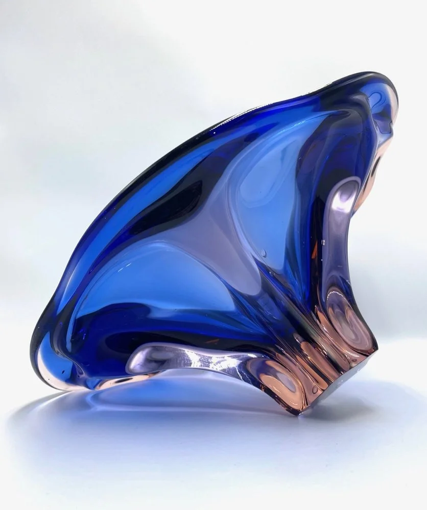Coloured glass platter, designed by Josef Hospodka, Chribska Sklarna, 1960s