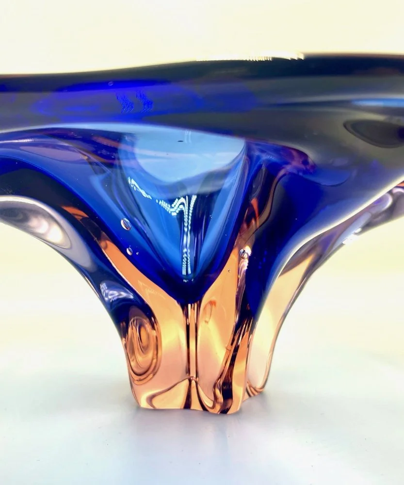 Coloured glass platter, designed by Josef Hospodka, Chribska Sklarna, 1960s
