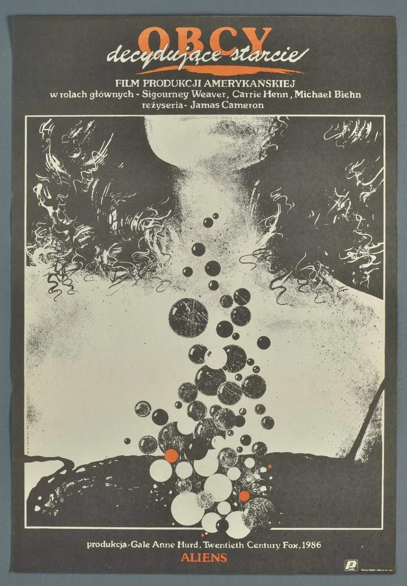 Plakat filmowy “Obcy – decydujące starcie” Proj. Witold Dybowski, PRL, 1987