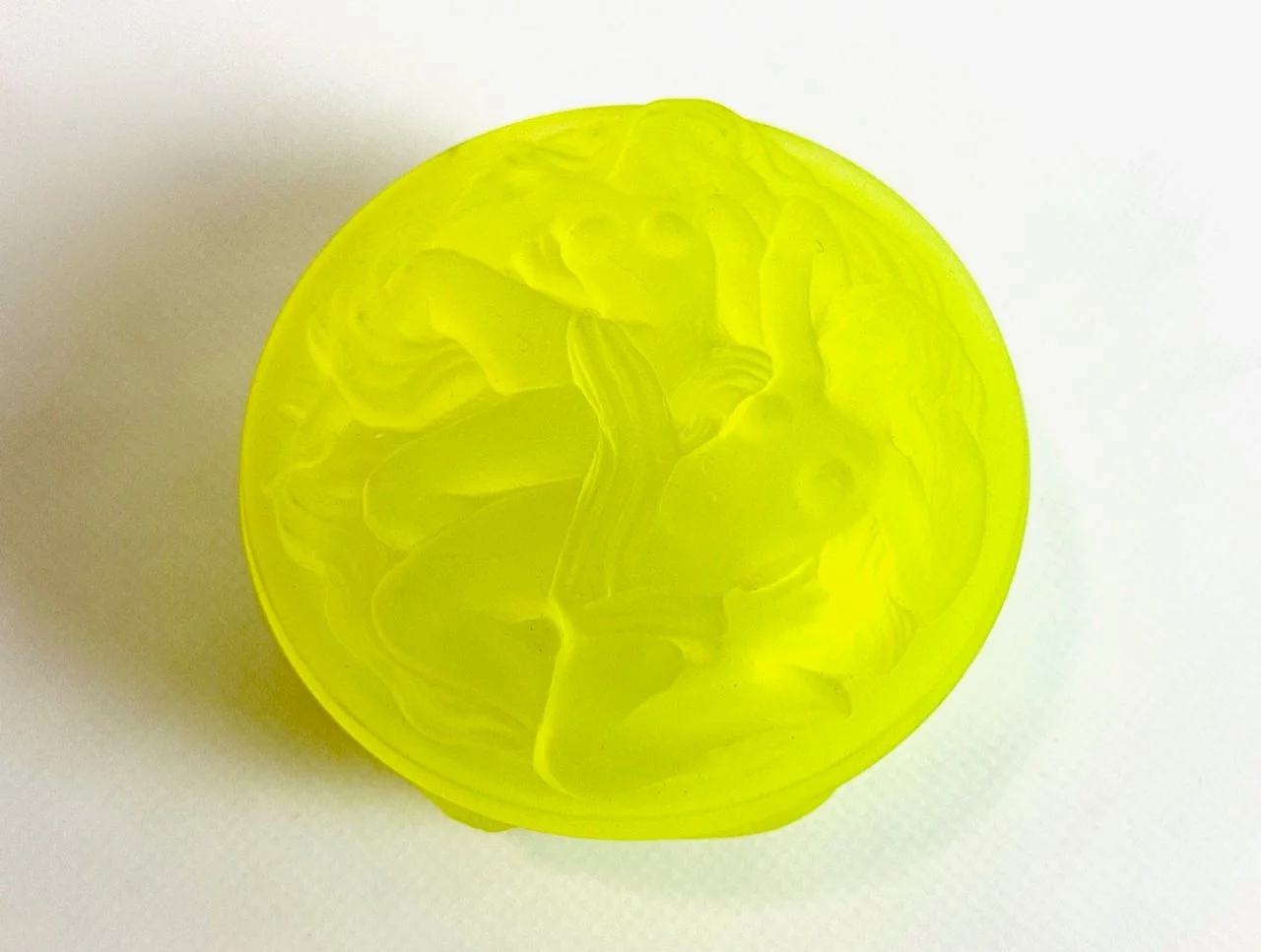 Uranium glass trinket box, Hoffmann & Schlevogt, Czechoslovakia, 1970s