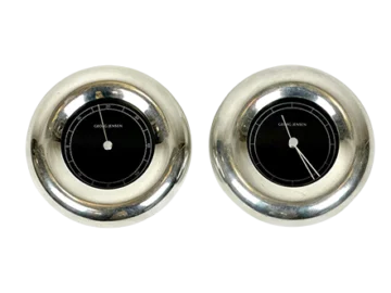 Vintage clock and thermometer, designed by Andreas Mikkelsen, manufactured by Georg Jensen, Denmark, 1990s