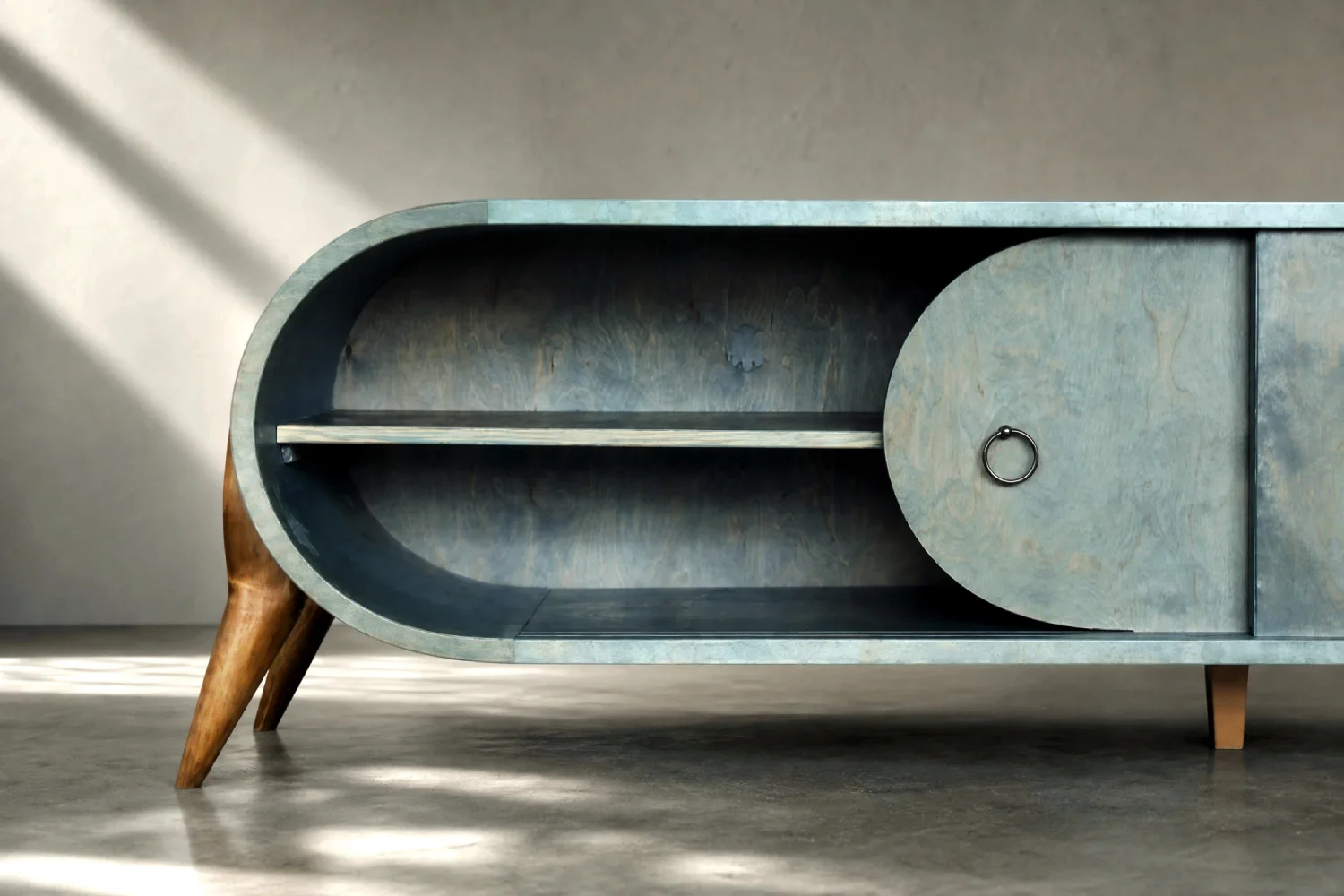 Rounded turquoise sideboard, Italy, 1960s