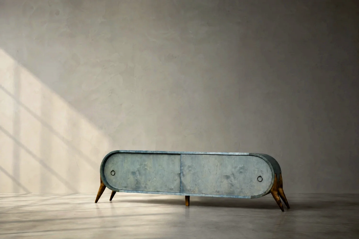Rounded turquoise sideboard, Italy, 1960s