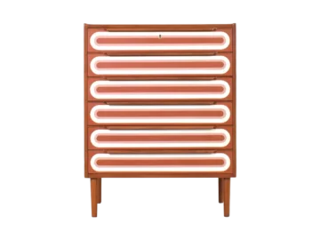 Komoda tekowa z malaturą op-art., Dania, lata 60