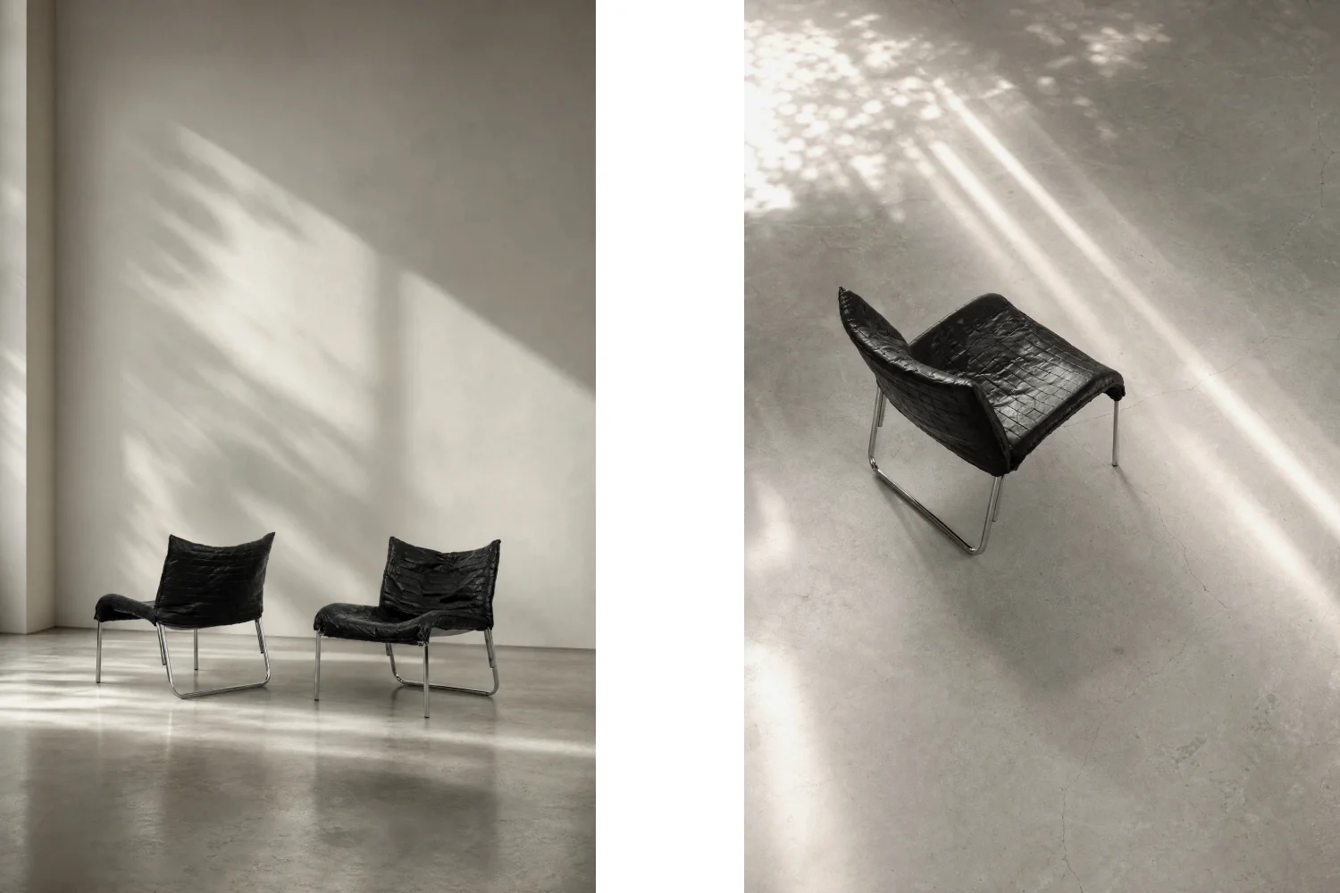 Pair of SET Leather Armchairs, IKEA, Sweden, 1980s