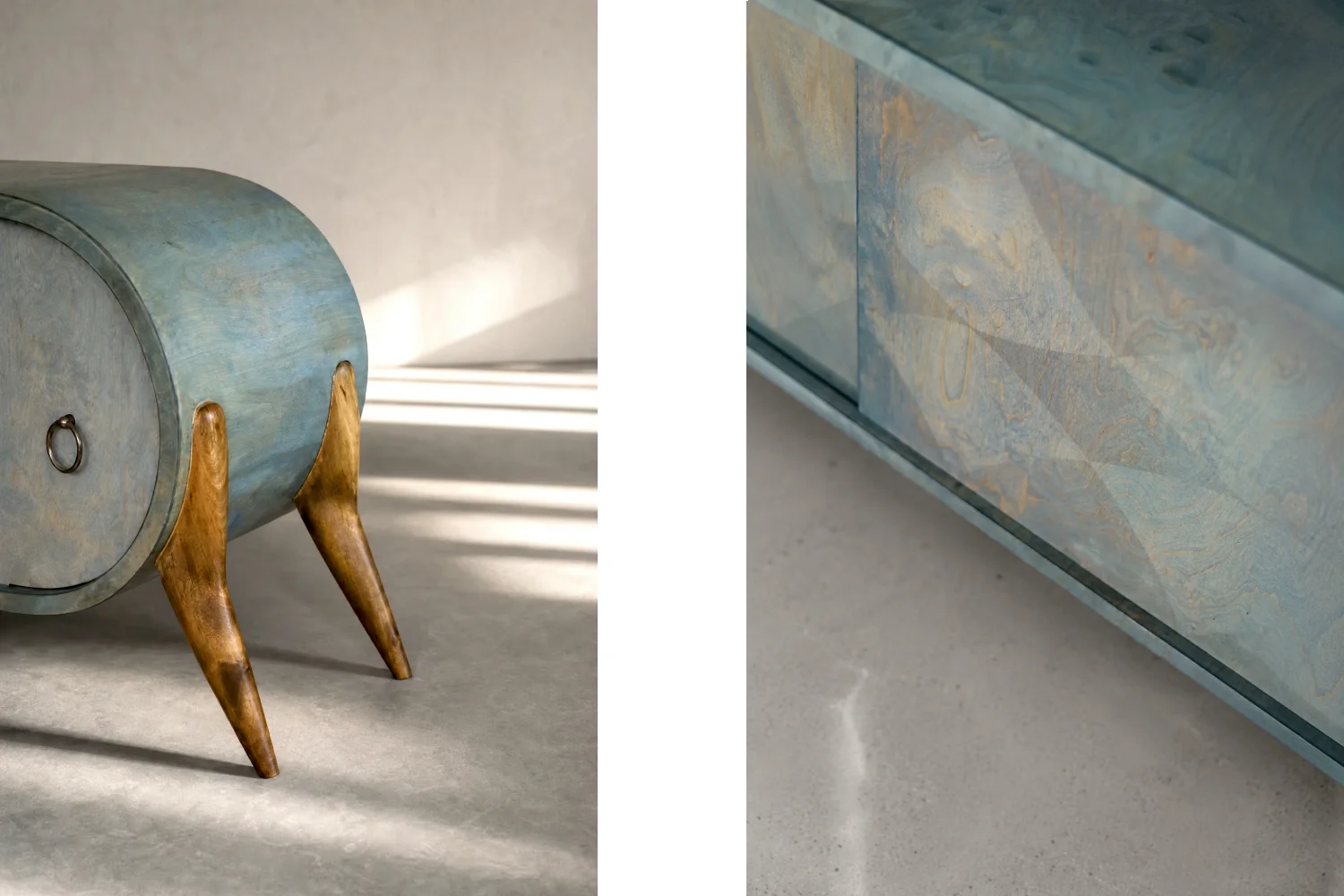 Rounded turquoise sideboard, Italy, 1960s